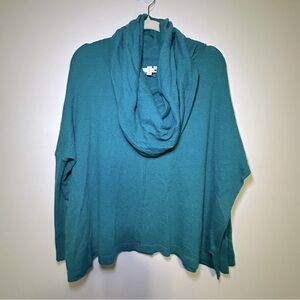 Madison Teal Cowl Neck Ribbed Sleeves Wool Blend Sweater Size Large Casual